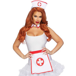 Набір аксесуарів сексі медсестри Leg Avenue 3 предмета, біло-червоний – фото