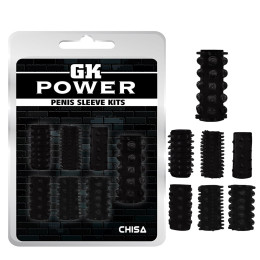 Набор насадок на член рельефных GK Power Chisa черный, 7 шт – фото