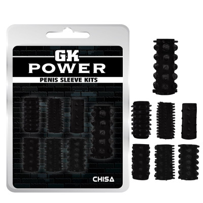 Набір насадок на член рельєфних GK Power Chisa Чорний, 7 шт (215213) – фото 1