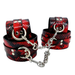 Комплект наручников и поножей IDEA SM красно-черный – фото
