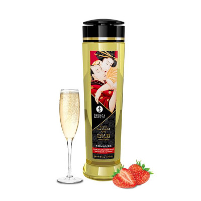 Массажное масло с ароматом клубники с шампанским Shunga, 240 мл (217353) – фото 1