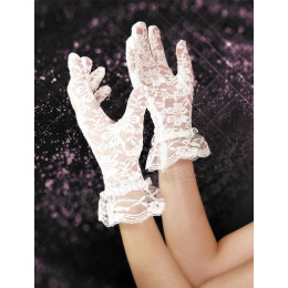 Сексуальные перчатки кружевные, короткие Sunspice белые, OS