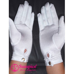 Эротические перчатки короткие, с кнопкой Sunspice белые, OS – фото