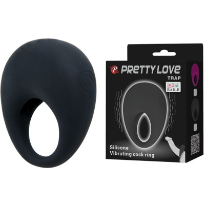 Вибро-эрекционное кольцо Trap Pretty Love черное, 5.5 х 5.2 см (216815) – фото 1
