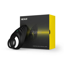 Вибро-эрекционное кольцо Nexus Enhance с петлей на мошонку, с рельефным стимулятором, черное, 6 х 4.1 см