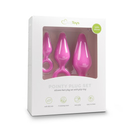 Набор анальных пробок Pink Buttplugs With Pull Ring - Set, розовый – фото