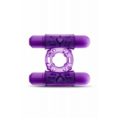 Эрекционное кольцо с двойной вибропулей, фиолетовое (33705) – фото 1