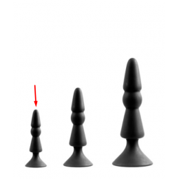 Анальная пробка с присоской черного цвета, размер S