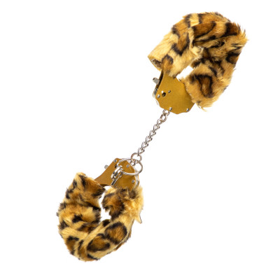 Наручники с золотым металлом и леопардовым мехом (40117) – фото 1