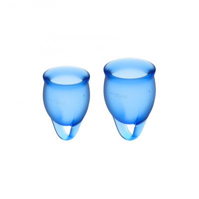 Набор менструальных чаш Satisfyer (Сатисфаер) Feel Confident (dark blue), 15мл и 20 мл (39537) – фото 1