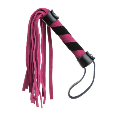 Батіг (флоггер), міні, рожево-чорний, замш 27,5 см (41188) – фото 1