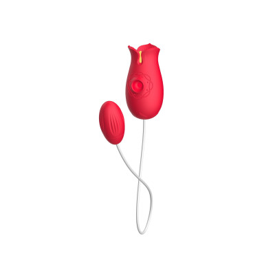 Вібратор вагінально кліторальний з вакуумною стимуляцією і вібро Flower Love egg, червоний (53972) – фото 1