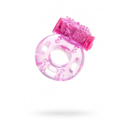 Эрекционное кольцо с вибро, TPE, розовое,1.7 см