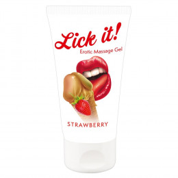 Масажний гель-лубрикант Lick It! зі смаком полуниці, 50 мл