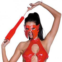Набор из маски и шлепалки, кожзам, красный – фото