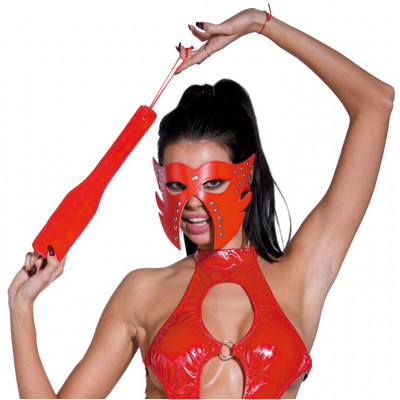 Набор из маски и шлепалки, кожзам, красный (30126) – фото 1