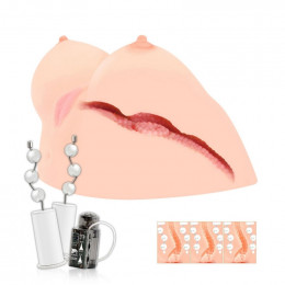 Мастурбатор-вагина с грудью, реалистичная, киберкожа, с вибро Kokos Juliana Breast