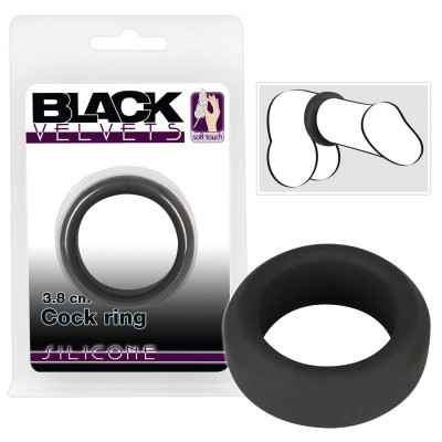 Ерекційне кільце Black Velvets Cock Ring, 3.8 см, силікон, чорне (53395) – фото 1