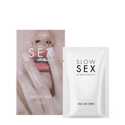 Мятные полоски для орального секса Bijoux Indiscrets Oral sex strips - SLOW SEX, 7 шт (52952) – фото 1