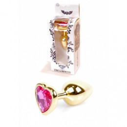 Анальная пробка металл с розовым сердцем S Plug-Jewellery, 7 см х 2.7 см – фото