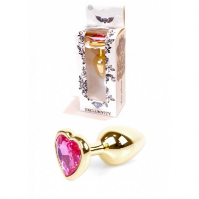 Анальная пробка металл с розовым сердцем S Plug-Jewellery, 7 см х 2.7 см (54018) – фото 1