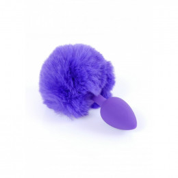 Анальна пробка з хвостиком кролика, фиолетовая, 6.5 х 2.7 см – фото