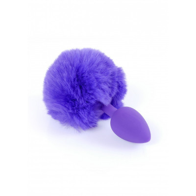Анальна пробка з хвостиком кролика, фіолетова, 6.5 х 2.7 см (54063) – фото 1