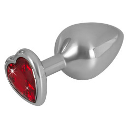 Анальная пробка с красным камнем-сердце You2Toys Diamond Butt Plug medium, 8.2 см х 3.4 см