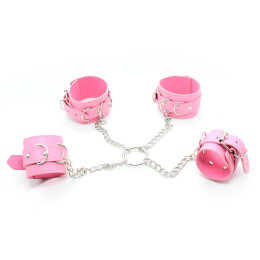 Система фиксации для рук и ног с цепями и кольцом, розовая – фото