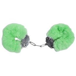 Наручники метал з хутром Plush handcuffs, зелені – фото