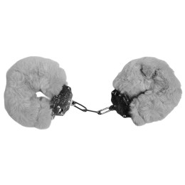 Наручники металл с мехом Plush handcuffs, серые – фото