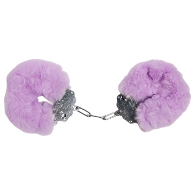 Наручники металл с мехом Plush handcuffs, фиолетовые (208119) – фото 1