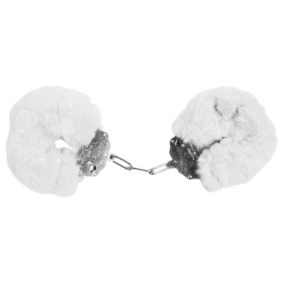 Наручники металл с мехом Plush handcuffs, белые (208120) – фото 1