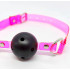 Кляп-кулька чорний з неоново-рожевими ремінцями (208264) – фото 3