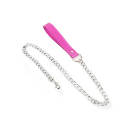 Поводок с цепочкой, розовая ручка – фото