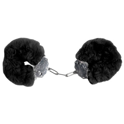Наручники метал з хутром Plush handcuffs, чорні (208122) – фото 1