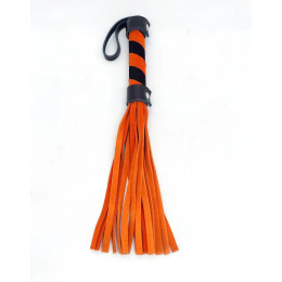 Батіг (флоггер) замшева, оранжево-чорна, 16 см