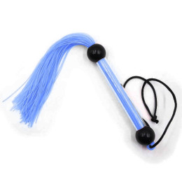 Плетка с прозрачной ручкой 2 шарика, силикон, голубая, 28 см