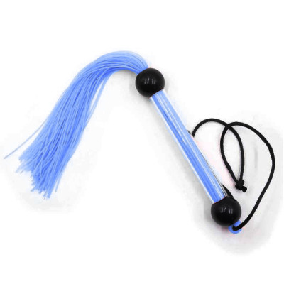 Плетка с прозрачной ручкой 2 шарика, силикон, голубая, 28 см (208022) – фото 1