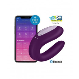 Вібратор для пар з підключенням до телефону Double Joy, фіолетовий – фото