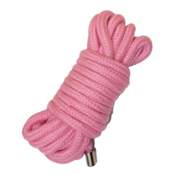 Мотузка для зв'язування 5 метрів, наконечники метал, рожева – фото