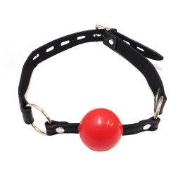 Кляп-шарик силиконовый красный, с черными ремешками – фото