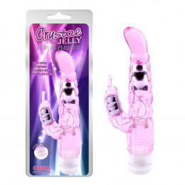 Вибратор-кролик Chisa Crystal Jellie Pleaser, розовый, 21 см х 3.7 см – фото