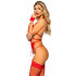 Комплект сексуальної білизни Leg Avenue Eyelash Lace Open Cup, розмір One size, червоний (207417) – фото 7