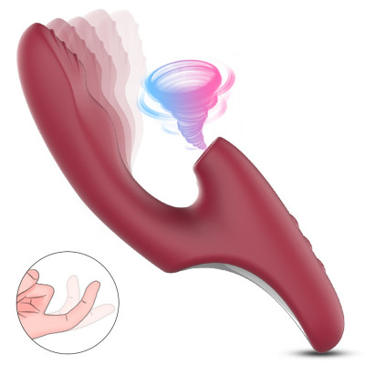 Вибратор вагинально-клиторальный FOX, вибрация и вакуумная стимуляция, красный (207191) – фото 1