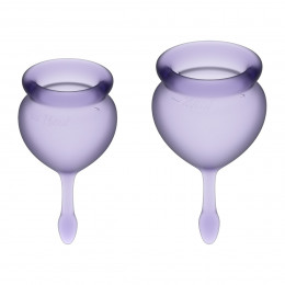 Набор менструальных чаш фиолетового цвета, медицинский силикон, 2 шт – фото
