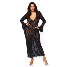 Платье эротическое кружевное Leg Avenue, длинное, черное, размер XL/XXL