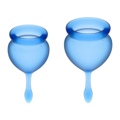 Набір менструальних чаш синього кольору, медичний силікон, 2 шт (207874) – фото 1