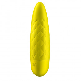Вибропуля Ultra Power Bullet 5 с глубокими вибрациями, рельефная, желтая, 9.6 х 2.6 см
