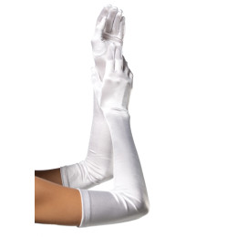 Рукавички сексуальні One Size Extra Long Opera length Satin Gloves від Leg Avenue, білі – фото